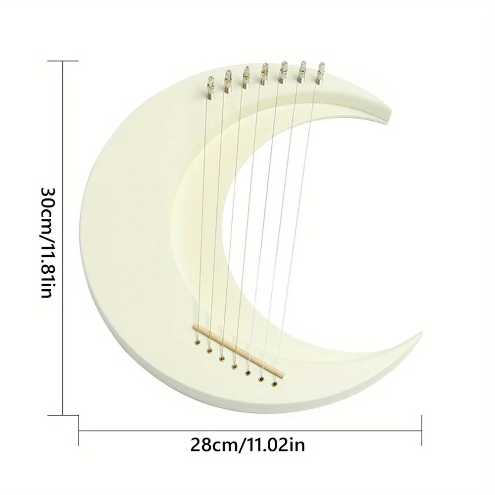 Moonlit Lyre Harp-7-String Wooden String Instrument with Tuning Wrench, Portable & Durable, Perfect Gift for Music Lovers