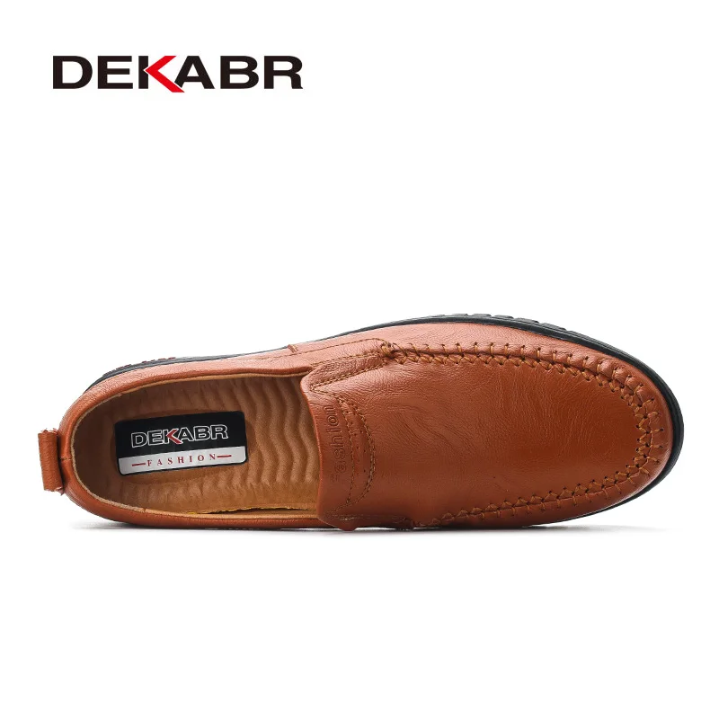 Casual Shoes Leather Shoes DEKABR Genuine Leather Men's Loafers Luxury Men Casual Shoes Fashion Driving Shoes Breathable Slip on Moccasins Size 37~47