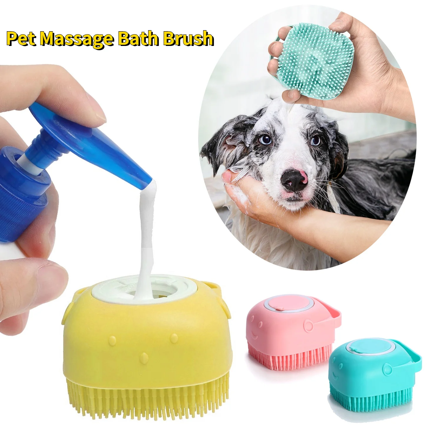 Pet Dog Shampoo Massager Brush Soft Silicone Glove Puppy Cat Massage