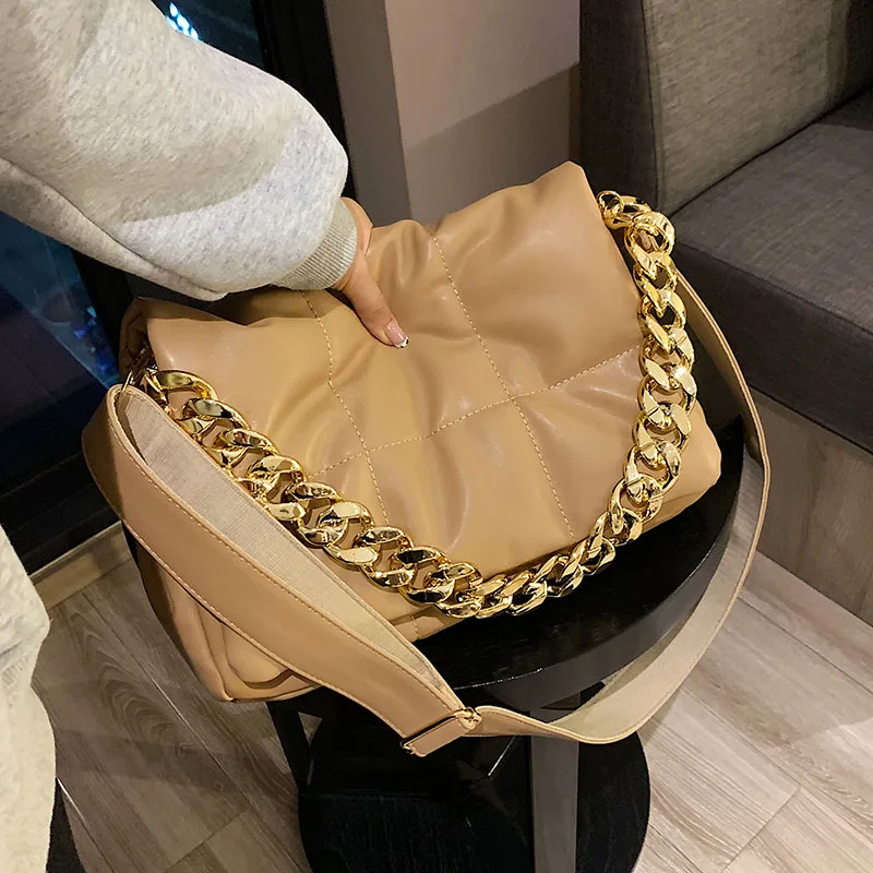 Bolsa de Ombro Chian Grosso Design Moda Couro Feminina Acolchoado Bolsas Crossbody 2022 Hit Inverno Simples Marcas pu 6 Computers & Electronics