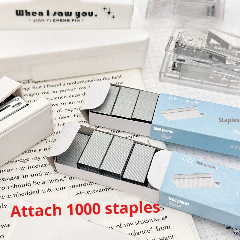Plastic Mini Stapler,Transparent Handheld Stapling Machine, Ins Style Portable Office Stationery,With Staple for School Home Use - 5