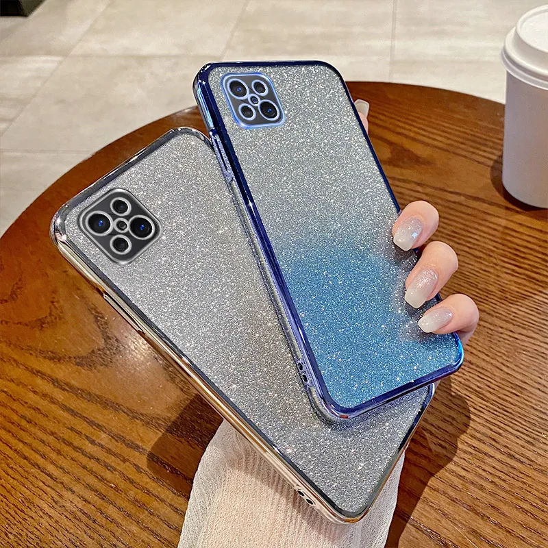 Elegant Shiny Glitter Plating Silicone Phone Case with Camera Lens Protection - Soft Back Cover