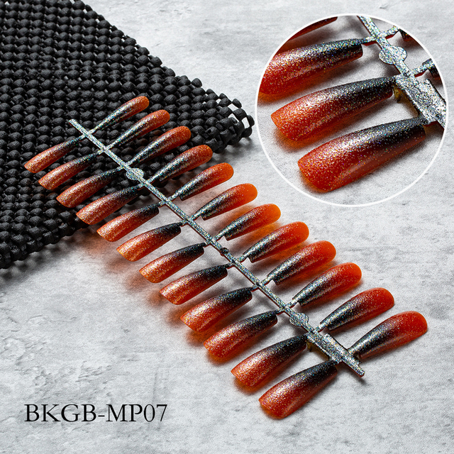False Nail Gradient Pink Glitter Powder Designs Artificial Nail Tips Detachable Fake Nail Decoration Press on Nails Art