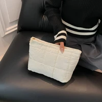 Women Cosmetic Bag Padded Quilted Makeup Storage Bag Large Capacity Makeup Organizer Bag Solid Color Travel Cosmetic Bag 2