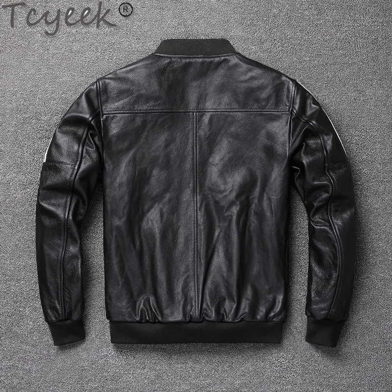 

Fall Spring Baseball Coat Genuine Leather Man Casual Short Real Top Layer Cowhide Jackets for Men Clothes Tide