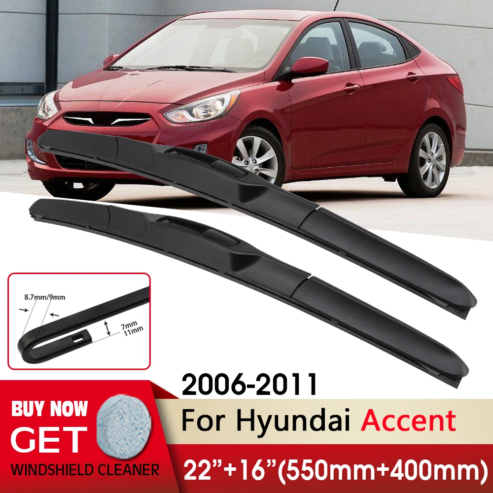 

Car Wiper RHD&LHD Front Wiper Blades 22"+16" For Hyundai Accent 2006 2007 2008 2009 2010 2011 Windshield Windscreen Front Window