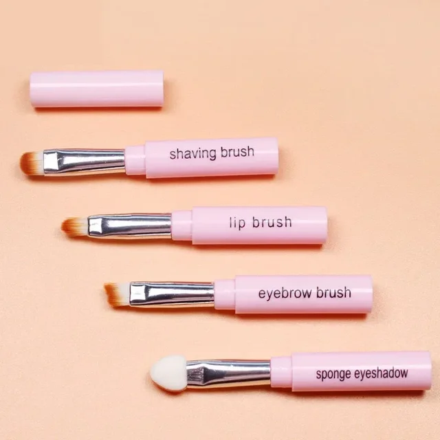 4 IN 1 Multifunctional Makeup Brushes Set Makeup Gadget Detachable Lip Eyeshadow Brush Sponge Eyeshadow Brush for Home Travel