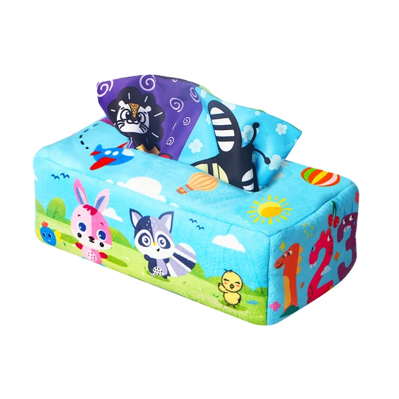 

Sensory Pull Along Toddler Infant Baby Tissue Box For Kids STEM Manipulative Preschool Learning Tissue Box Toy