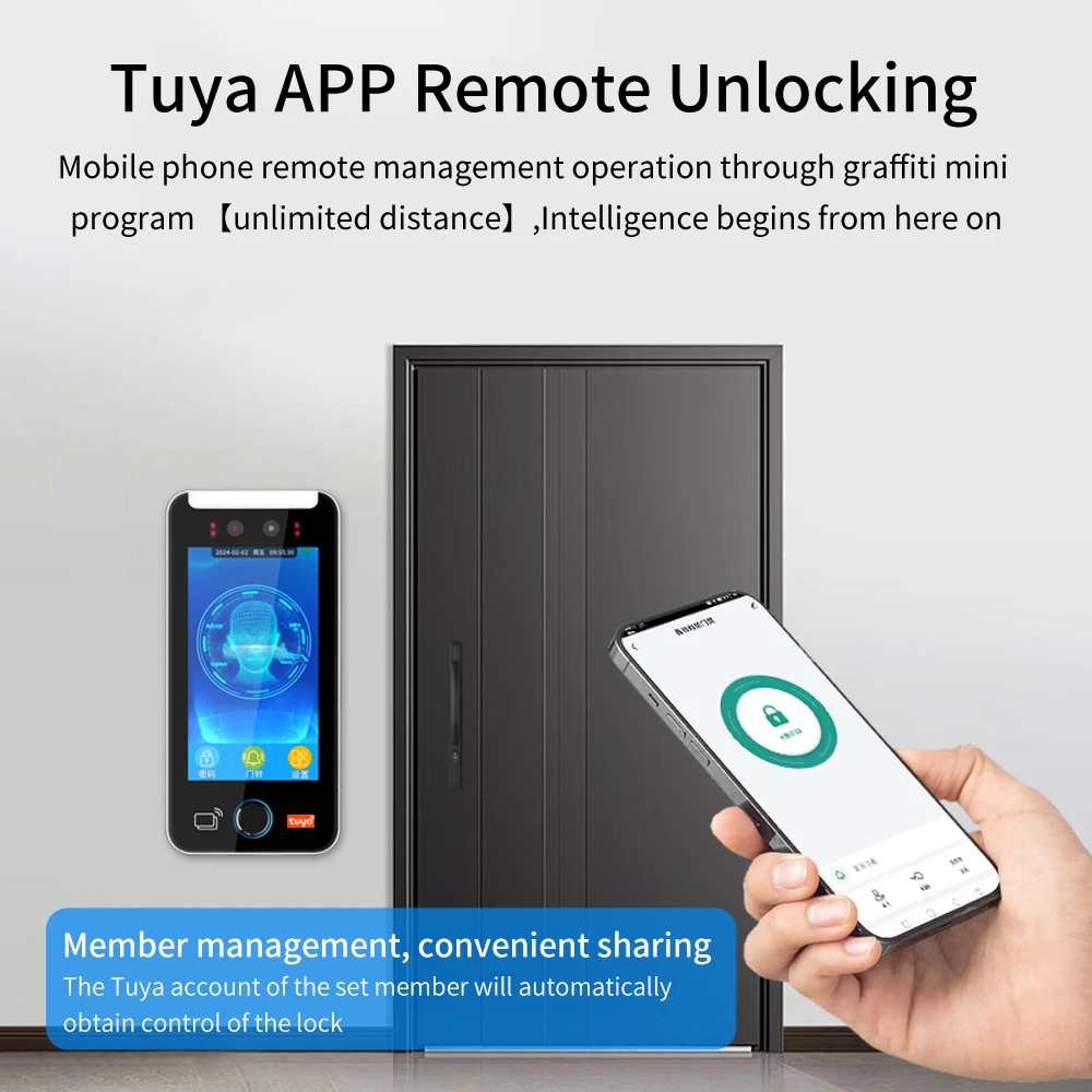 Fingerprint Face Recognition Machine 5Inch Tuya WIFI AI Dynamic Biometric 1080P HD Screen