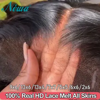 Reale HD Frontale Del Merletto Solo Pieno 13x6 13x4 Pelli di Fusione Invisibili Del Merletto 5x5 6x6 7x7 HD Chiusura Del Merletto Dei Capelli Umani Dell'onda Del Corpo e Lisci