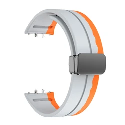 Magnetic D Folding Buckle Sports Silicone Band Replacement Strap - Galaxy Fit3 (Grey Orange)