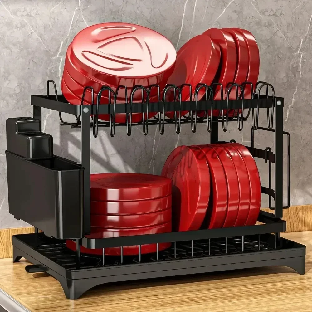 Bowl Drain Rack Household Draining Shelves Double Layers Countertop Organizer Shelf Portable Kitchen Tableware Drainage Racks