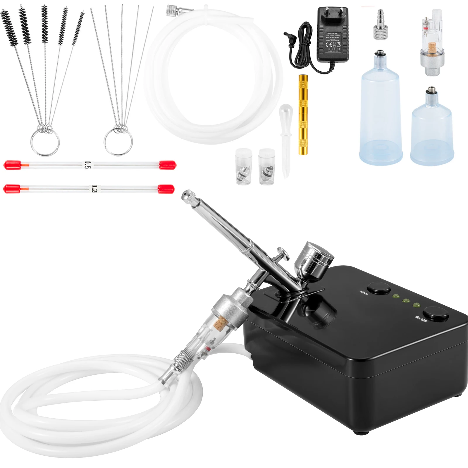 Kit De Aerógrafo Profesional Con Compresor Silencioso – 85 PSI, Presión Ajustable, Pantalla Digital – Para Pintura, Maquillaje, Decoración Y Modelismo