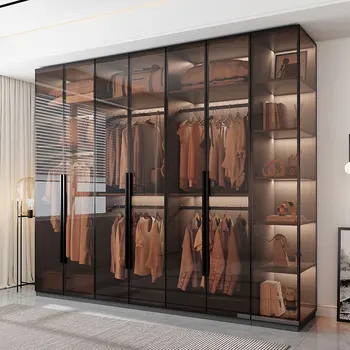 Organizzatore Biancheria intima Guardaroba Scaffali portaoggetti Porte in vetro Armadio Armadi Armadio di supporto Mobili per la camera da letto di casa 1