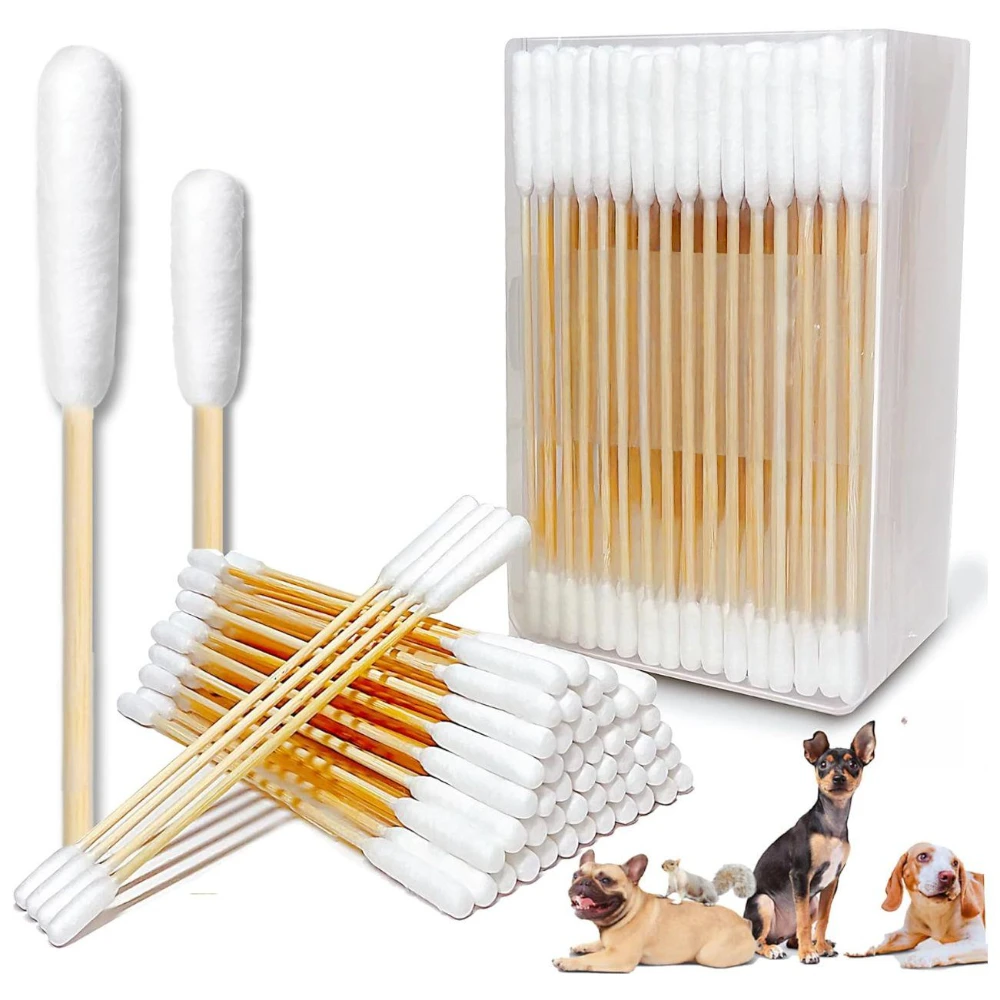 12/15cm Long Cotton Swabs ProfessionalCat Cotton Swabwith Bamboo Double Sided Dog Ear Swabs -Specially Designed Big Cotton Swabs 1