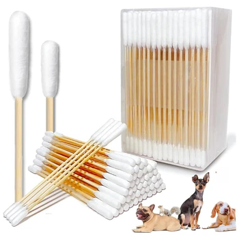 12/15cm Long Cotton Swabs ProfessionalCat Cotton Swabwith Bamboo Double Sided Dog Ear Swabs -Specially Designed Big Cotton Swabs 1