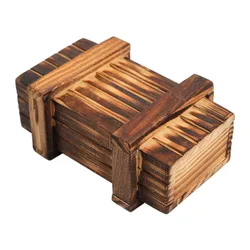 Vintage Wooden Puzzle Box with Secret Drawer - Brain Teaser and Magic Compartment Toy - 10.3X6.4X4.6cm (1pcs)