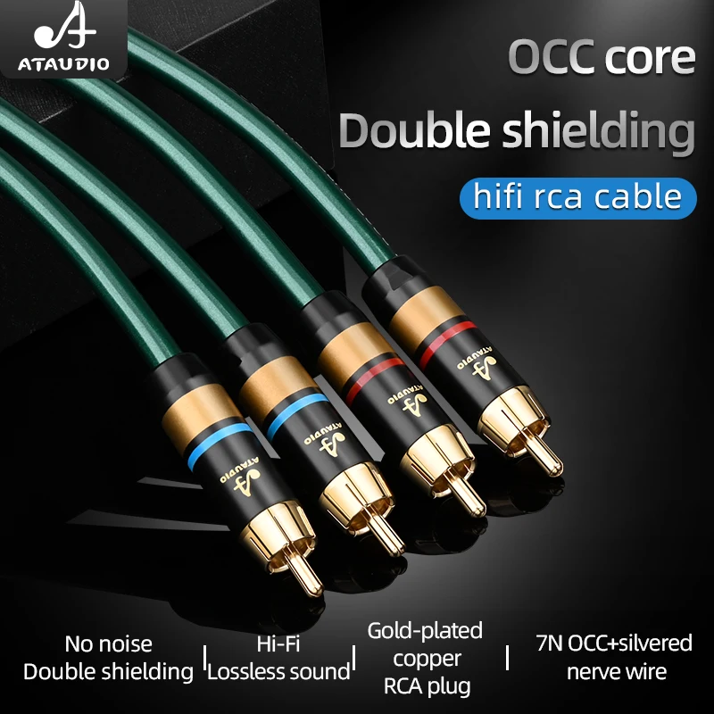 Premium Hi-Fi RCA Interconnect Audio Signal Cable with OCC Core and Double Shielding