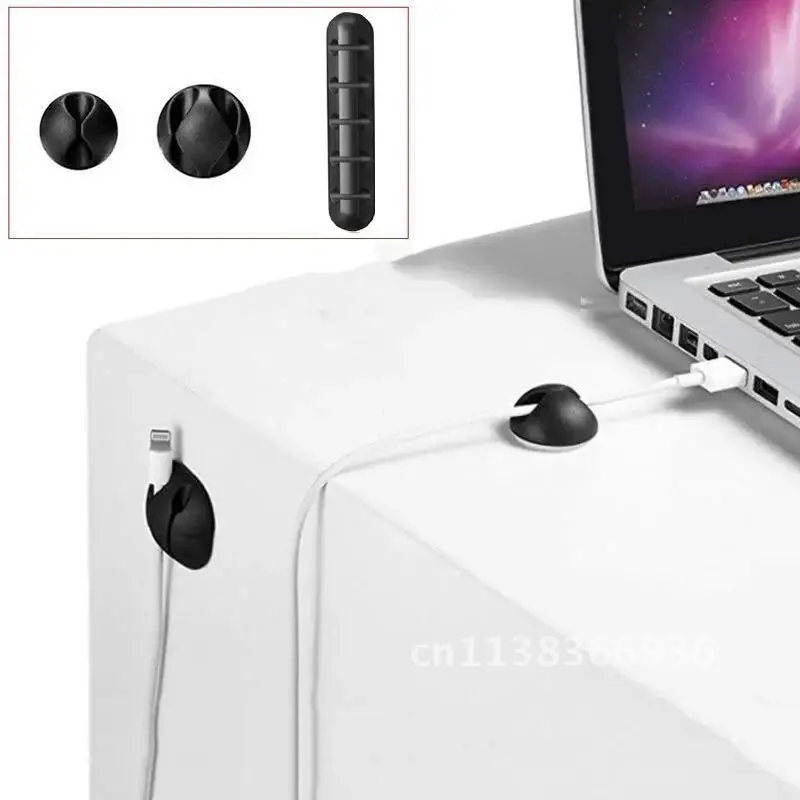 실리콘 케이블 정리함 USB 케이블 와인더, 데스크탑 깔끔한 관리 클립, 케이블 거치대, 마우스 헤드폰 와이어 정리함
