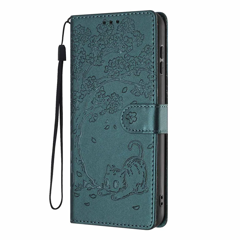 Tree Cat Leather Wallet Flip Case with Card Holder Cover