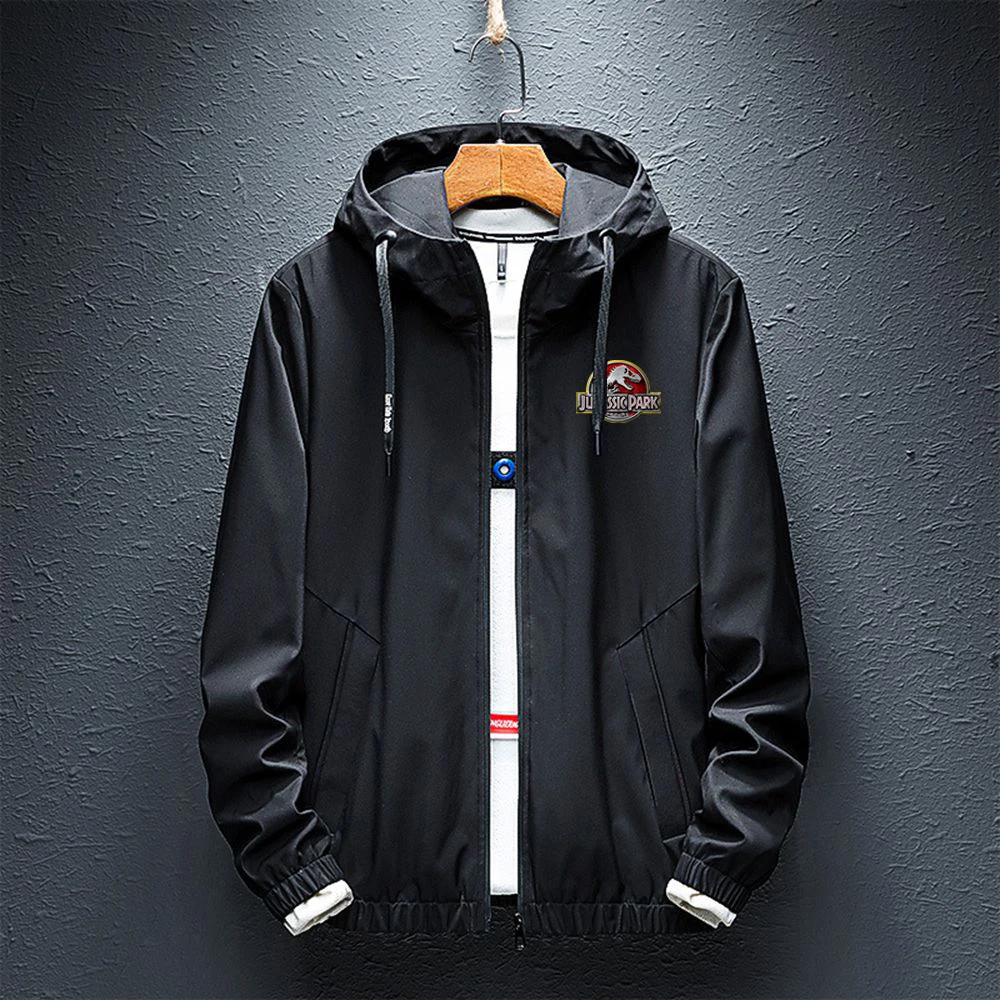 2023 New men's Jurassic Park military trench coat jacket patchwork coat fashion street coat high quality clothes