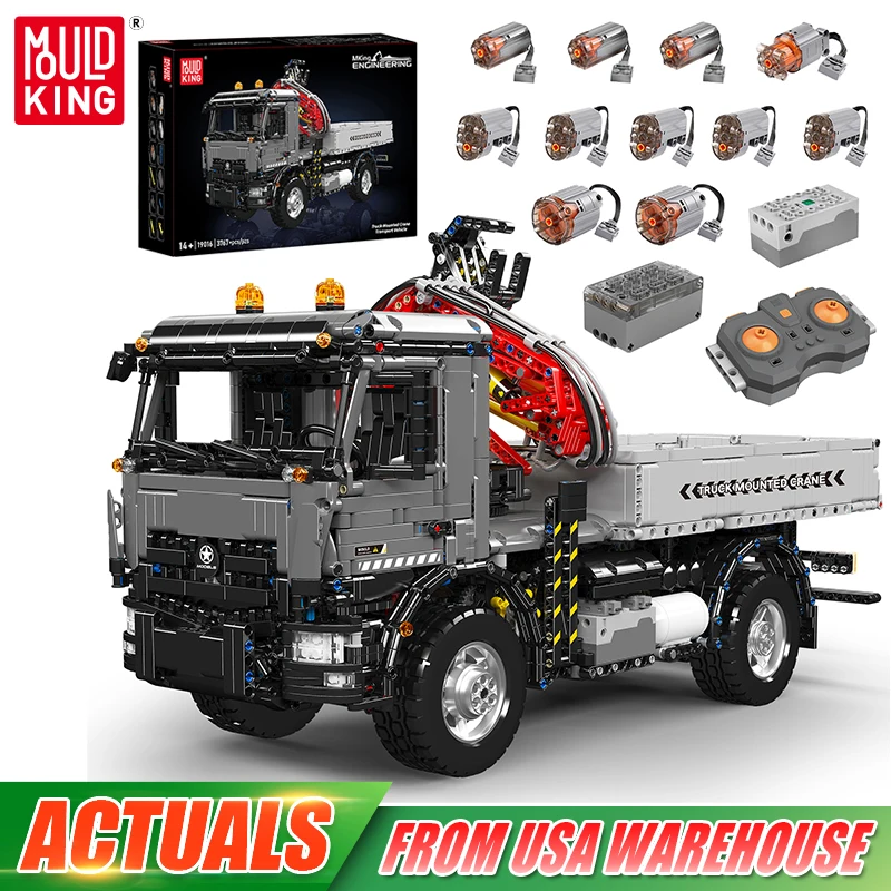 Mould King 19016 Technical Car Toys The RC Truck Mounted Crane Transport Vehicle Building Block Enginerring Truck Brick Kid Gift