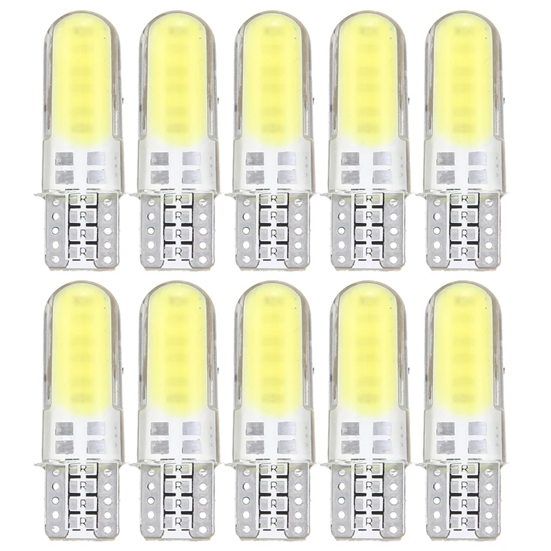 

10pcs T10 W5W COB LED 6W Car LED Light Bulb DC 12V Automobile Width Interior Wedge Dome Lights Super Bright Cars Lamp