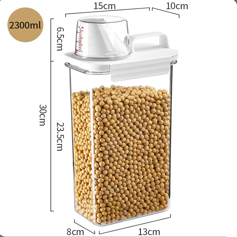 Plastic Storage Tank Moisture-proof Airtight Laundry Detergent Powder  Cereal Storage Container with Measuring Cup Kitchen Items - AliExpress