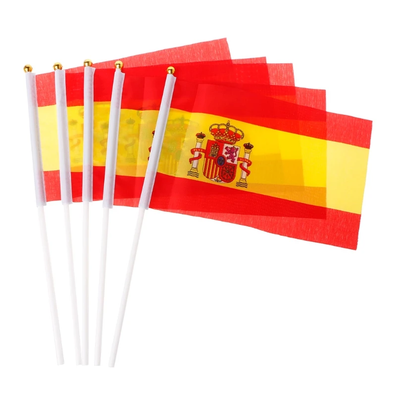 

5Pcs Spanish Hand Waving Flags Spain for Crest Banners Sports Opening Outdoor