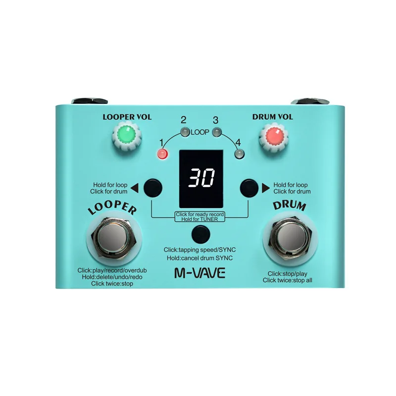 

M-VAVE Guitar Effect Pedal Drum Looper Effector 2-in-1 Machine Double Footswitch Looper Pedal high quality
