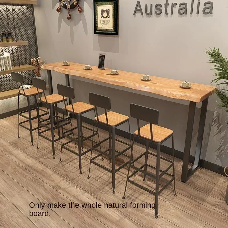 Bar Table Chair Combination Bar Table VIP6 Solid Wood Bar Long Bar Table Home High-foot Balcony Dessert Shop Table and Chair Leisure Combination