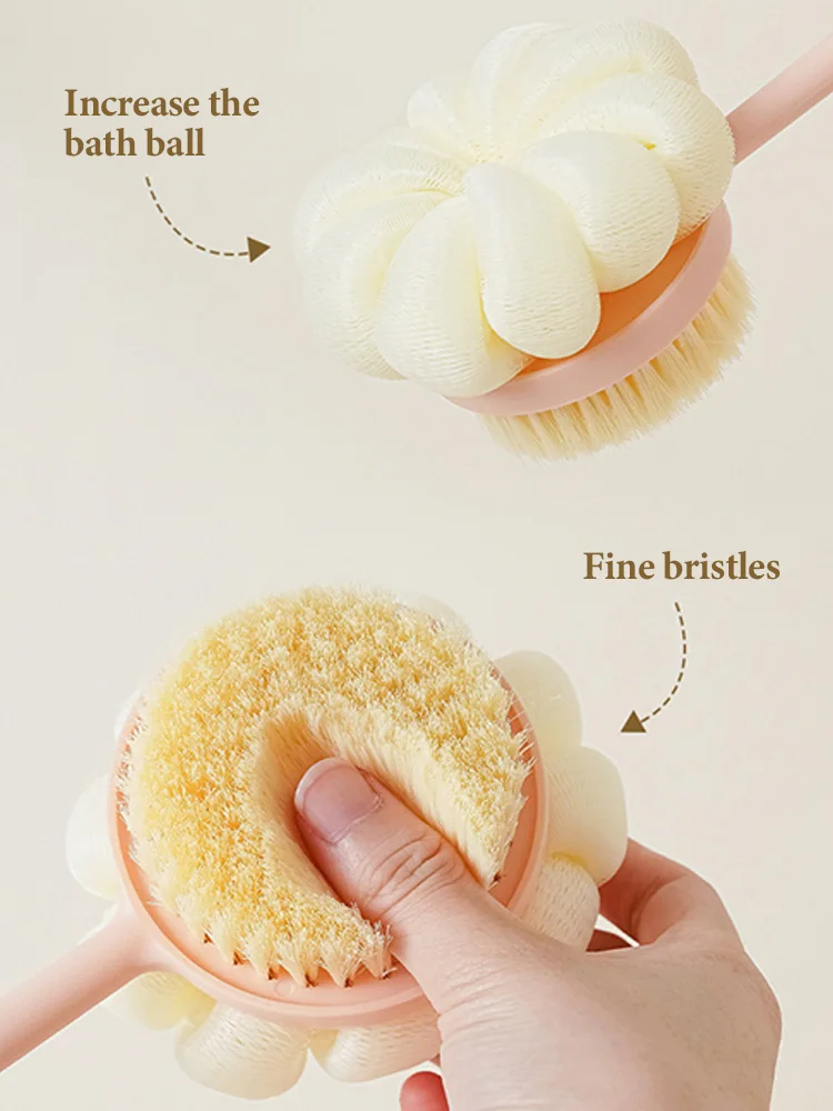 Two sided Shower Body Brush Silicone Long Handle Bathroom Wash Brush Bathing Massage Back Body Exfoliating Brush Bath Supplies 5