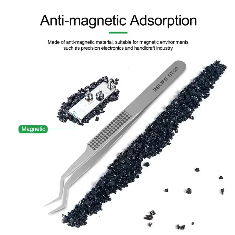 Precision Tweezers RELIFE ST-20 Chip Positioning Tweezers High Precision Flying Line Super Hard Tweezer for Soldering and IC Chip Micro-repair precision tweezers soldering tweezers phone repair tweezers tweezer tool