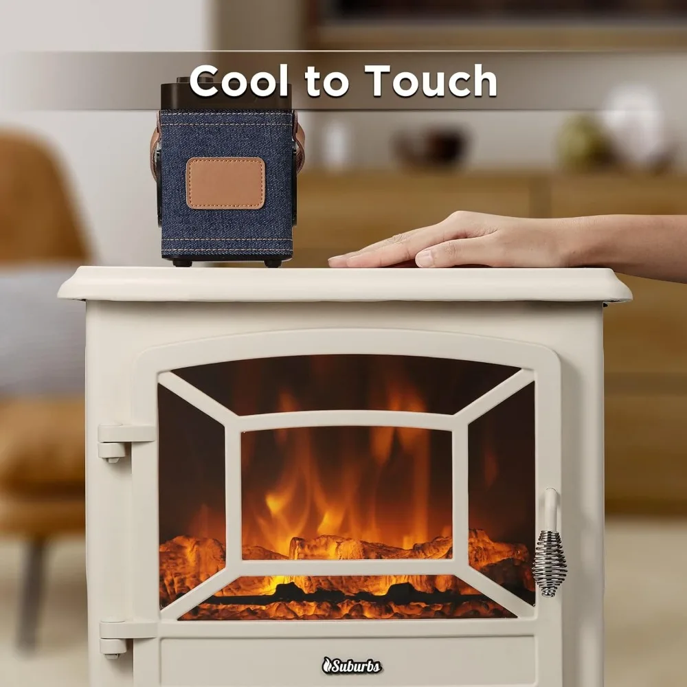 NEW TURBRO Suburbs 20 in. Electric Fireplace Infrared Heater w/Crackling Sound, Freestanding Fireplace Stove 5