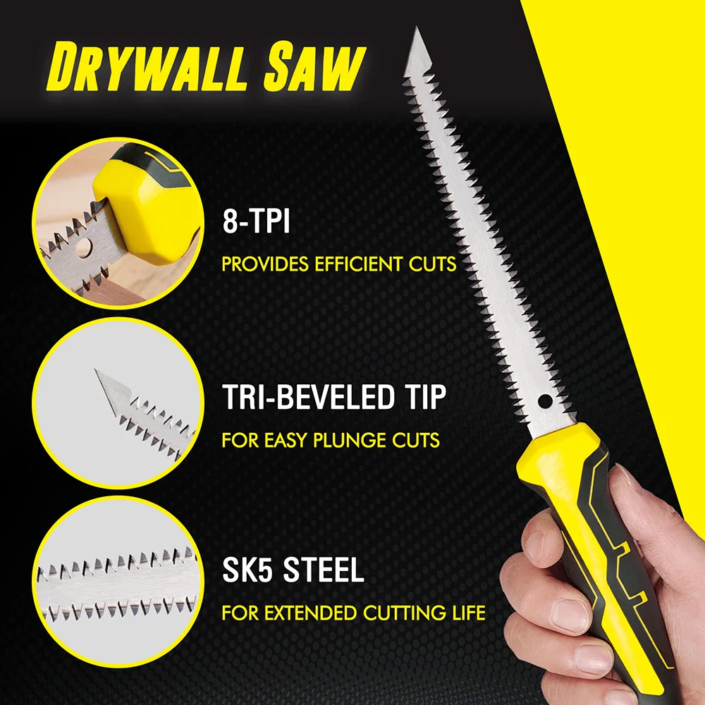 Double Sided Drywall Saw 6" Drywall Jab Saw Ergonomic Cutting Tool Sheetrock Knife Keyhole Saw