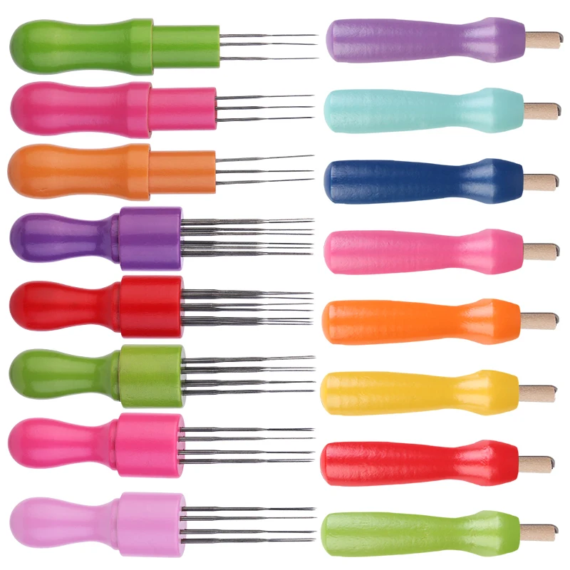 needle felt kit wool felting kit wool felting needles Colorful Wooden Handle Needle Felting Tools Set Wool Felting Tools Kit DIY Craft Needlework Poke Supplies