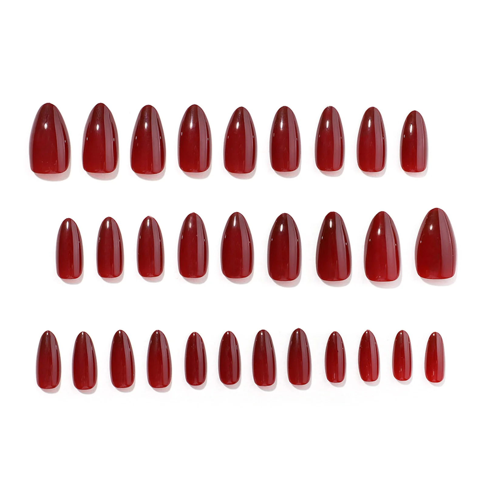 

Glossy Almond Red False Nail Fall and Winter Cherry Red Reusable Artificial Nail for Women and Girl Nail Salon at Home