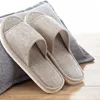 Linen Slippers Women And Men Household Indoor Floor Slippers Daily Home Simple Plain Mute Anti-Slip Comfortable Slippers 3