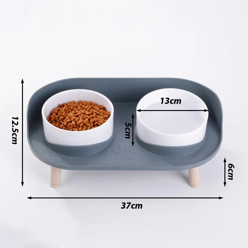 ABS Plastic Double pet food bowls Water Food Bowls Prevent Knocks Over & Protect Cervical Spine For Small Large Cats Dogs