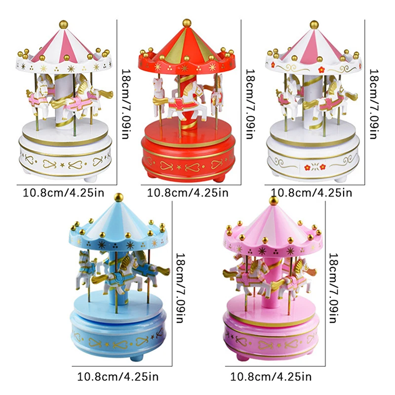 Carousel Music Box Cake Decorative Ornament Baby Birthday Gift Toys Romantic Desktop Ornament Christmas Home Decor music box carousel music box