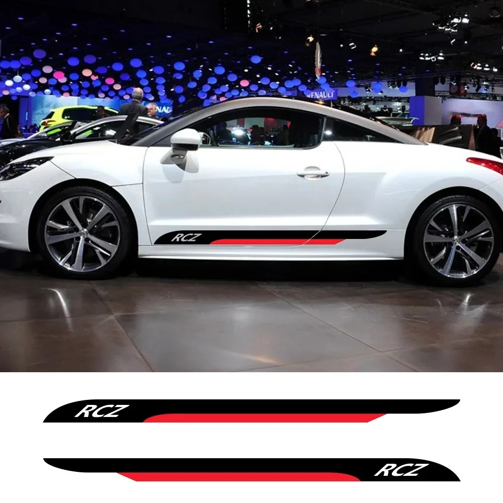 푸조 RCZ 튜닝 액세서리 용 자동차 도어 사이드 스티커 레이싱 스포츠 스커트..