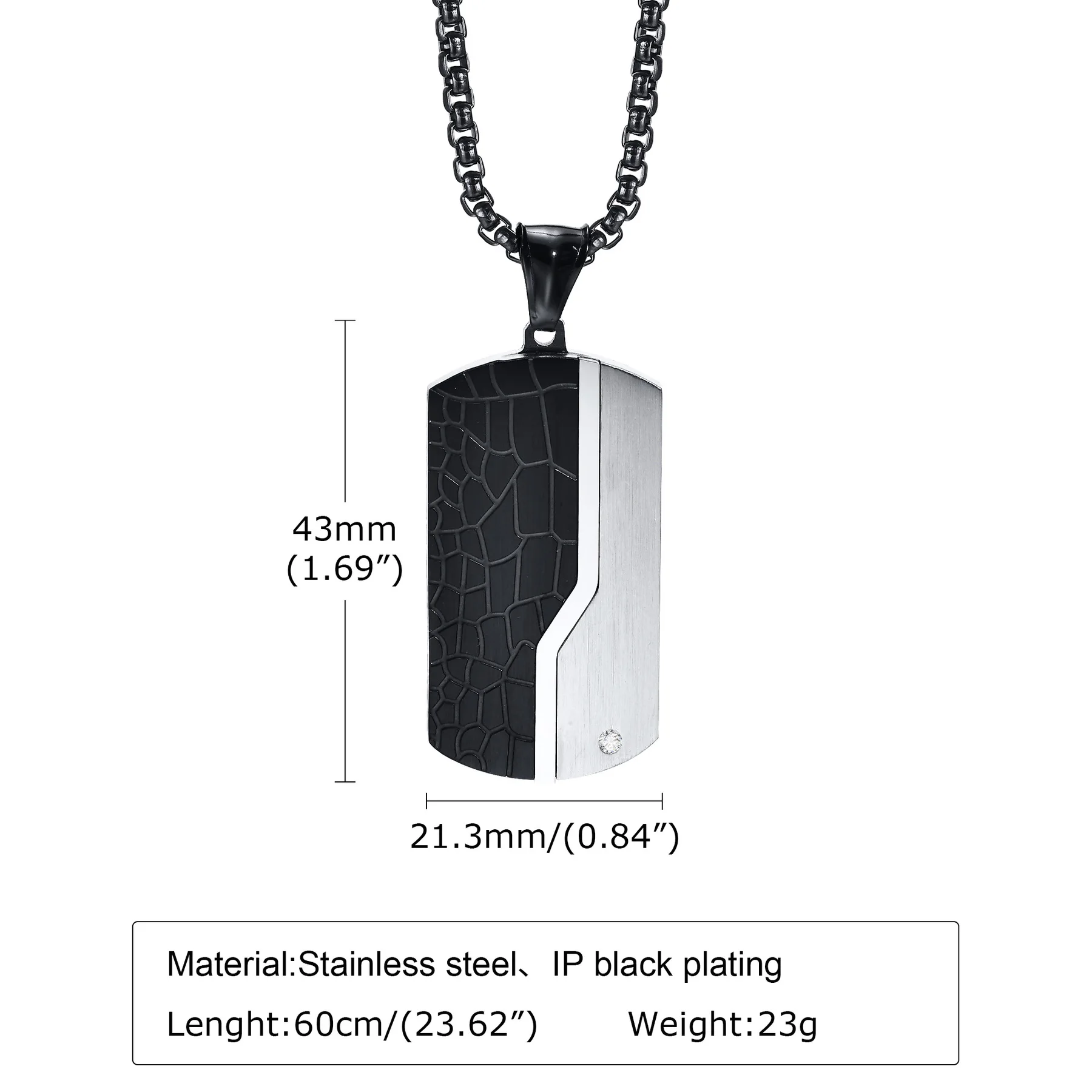 Vnox Stylish Dog Tag Neklaces for Men Jewelry, Waterproof Stainless Steel  Geometric Pendant with CZ Stone,Free Box Chain - AliExpress