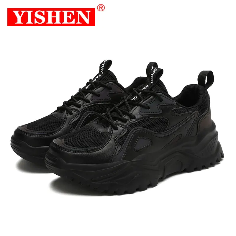 YISHEN-Zapatillas de deporte para mujer, zapatos gruesos a la moda con plataforma para aumentar la altura, zapatos informales para exteriores, Tenis Gruesas