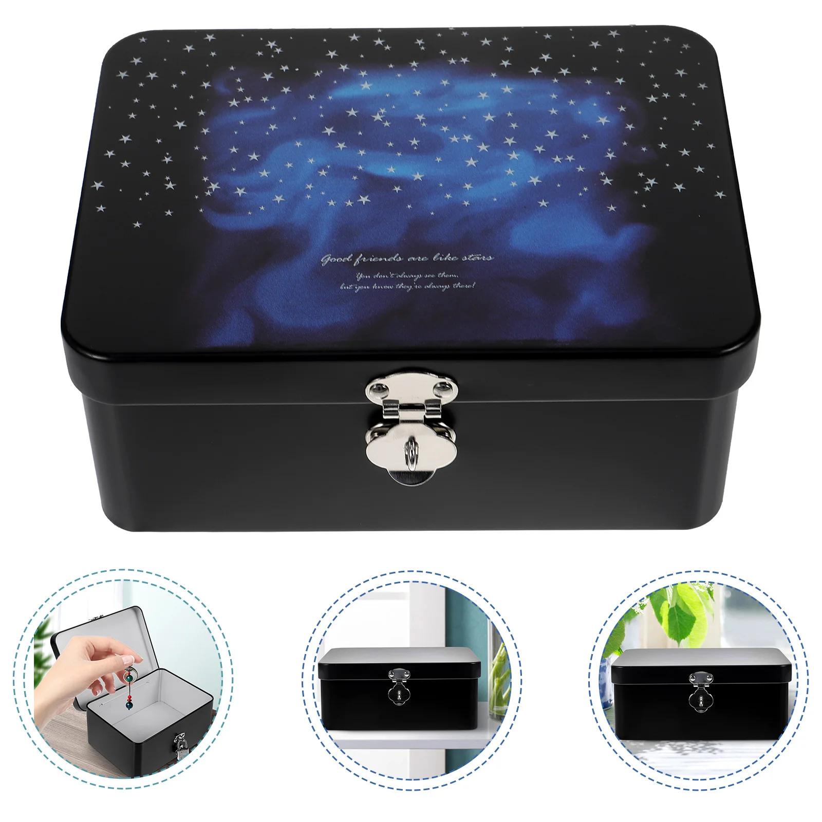 

Office Desk Tinplate Storage Case Souvenir Box Organizer Container Desktop Boxes