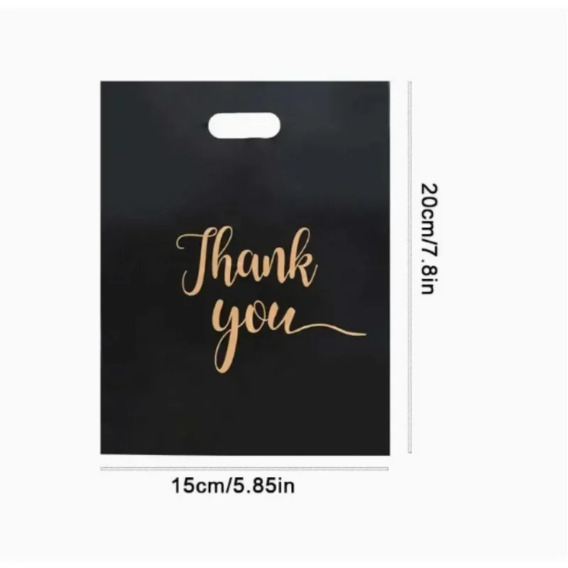 50PCS Reusable Party Bags Plastic Gift Bag For Birthday Thanksgiving Christmas Gift Bag Black Clothing