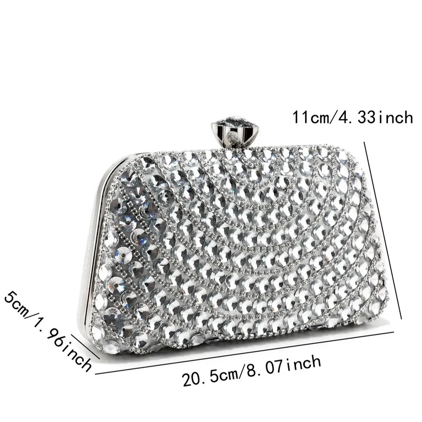 Acrylic Rhinestones Evening Clutch Bags with Chain Shoulder Strap