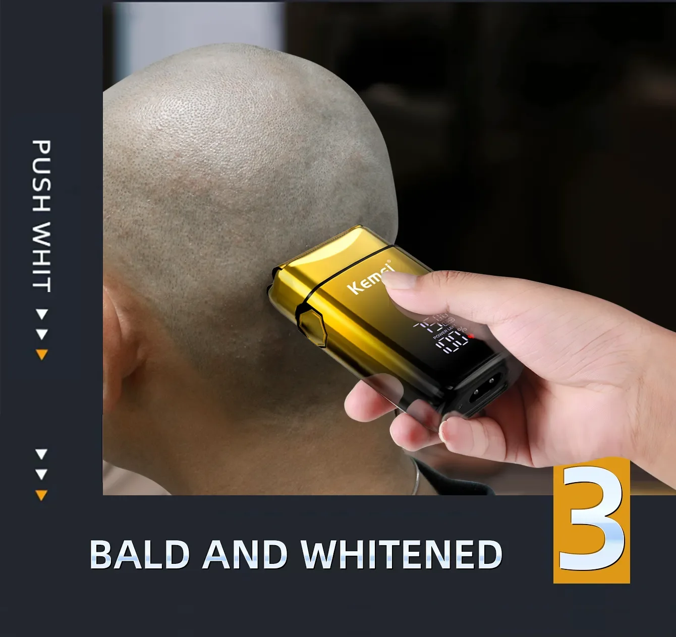 Description Picture 5 of itemKemei Electric Bald Head Razors Barber Foil Shavers LCD Display Cordless Men Shaving Machine USB Rechargeable Beard Hair Trimmer