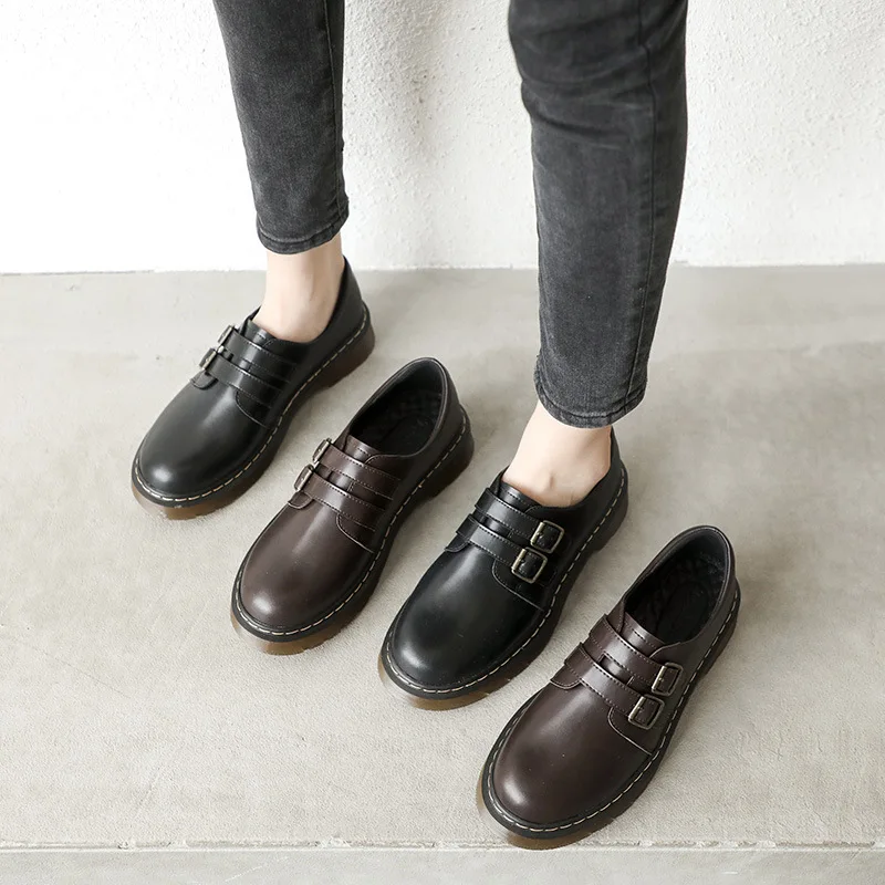 

Туфли женские на платформе, лоферы, меховые, повседневные, оксфорды, круглый носок, британский стиль, клоги, черные