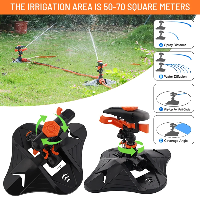

Автоматический садовый спринклер, вращающийся на 360 градусов, Модернизированный спринклер для газона, большая площадь орошения, система распыления воды для травы
