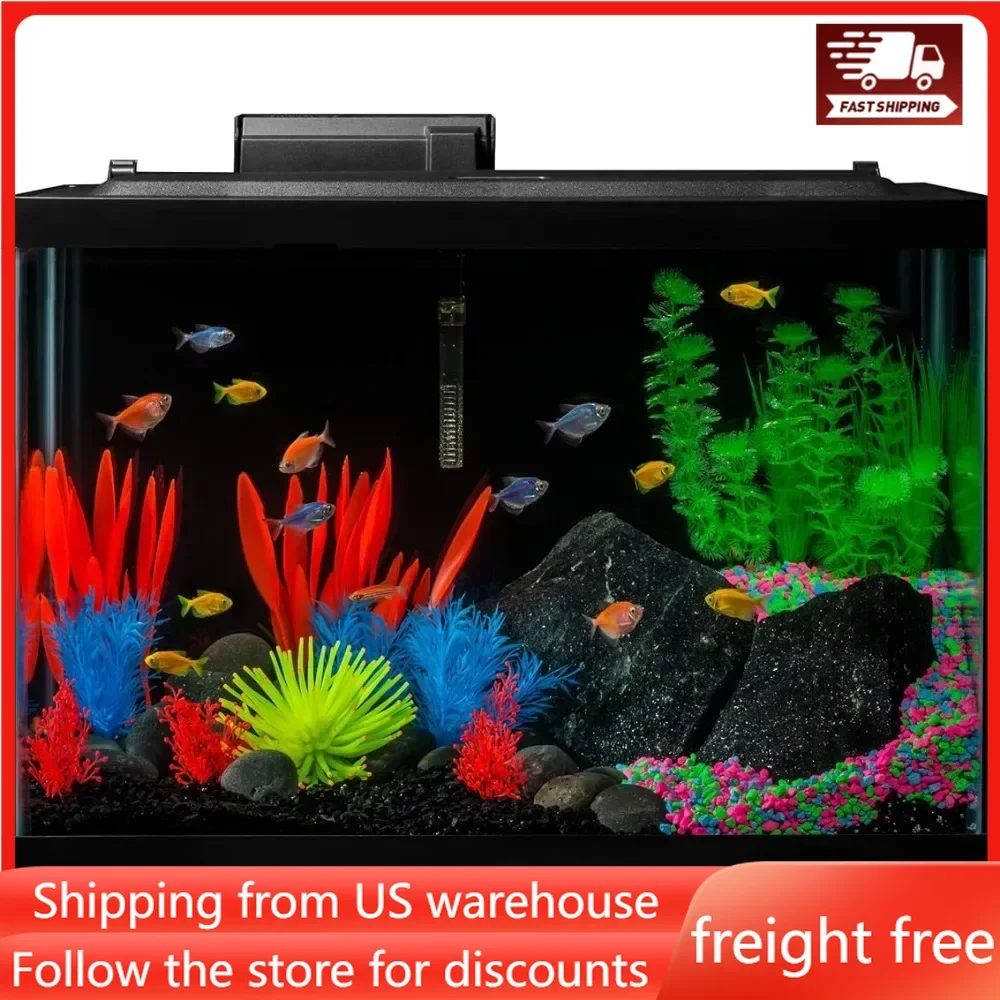 

20 Gallon Aquarium Kit with LED Lights Decor Heater and Filter Glass Fish Aquarium Fishkeeping Hatchery Aquatic Pet Supplies